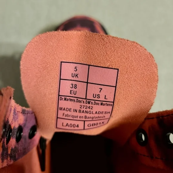 Dr. Doc Martens 1460 Pascal Tie Dye Leather Lace Up Purple Combat Boots Size 7 - Picture 7 of 8